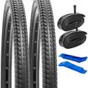 YUNSCM 2-PCS 26" Road Bike Tires 26 X 2.0/53-559 and 26" Heavy Duty Bike Tubes Schrader Valve Compatible with 26x1.95 26x2.0 26x2.10 Bike Bicycle Tires and Tubes (Y-1065)