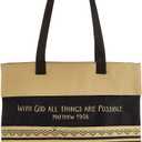Creative Brands womens Inspirational Canvas Purse/Tote Bag (13.5 x 14-Inch, With God - Scripture)