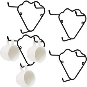Dicunoy 4 Pack Metal Mug Hanger Wall Mounted, Black Coffee Mug Racks, Cute Cups Holder Display and Storage Hooks, Space Saving and Organizer for Kitchen, Dining Room, Coffee Bar