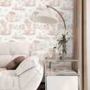 Hopepak Pink Toile Peel and Stick Wallpaper Vintage Contact Paper Self Adhesive Waterproof Removable French Wall Paper for Cabinets Shelf Drawer Bedroom Bathroom 17.3''x78.7''