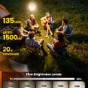 Glocusent 135 LED Ultra Bright Camping Lantern, Up to 200H, 5000mAh Camping Lights with 3 Colors & 5 Brightness, SOS, Max 1500LM, Rechargeable Lantern for Power Outages Camping Hiking Emergency