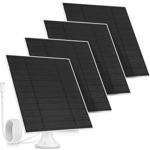 4 Pack 5w Solar Panels for Security Cameras Outdoor Waterproof Solar Panel for Ring Camera with Type-c and 360 Adjustable Safety Bracket Panel Charge Micro for Camera