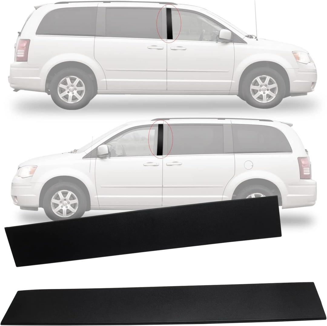 926-446 B Pillar Trim Door Molding for Front Passenger Driver Side Windshield Outer Compatible with 2008-2016 Chrysler Town & Country 2008-2020 Dodge Grand Caravan Replace 5020664AA 5020665AA 926-445 (Black)