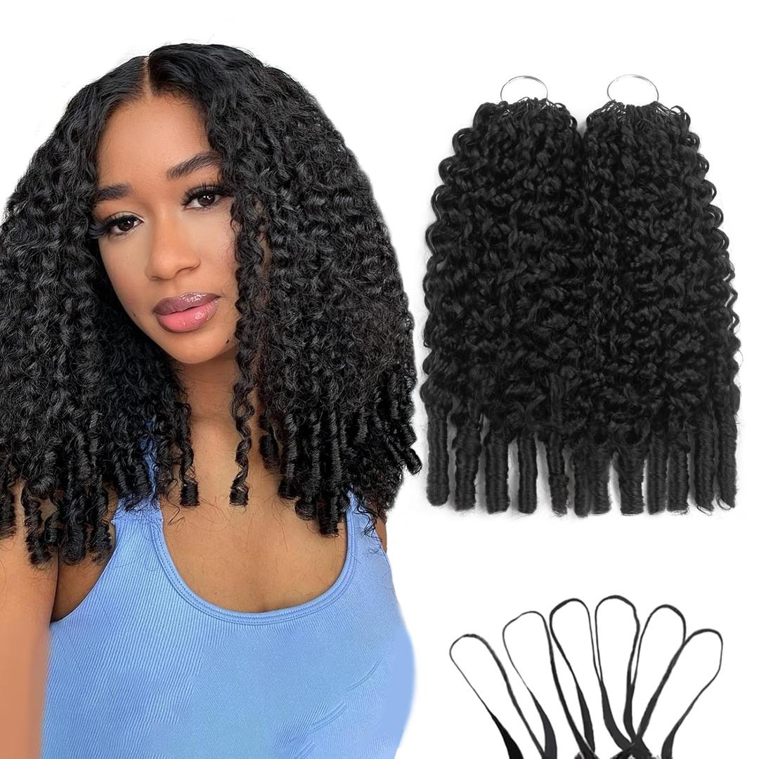 Burmese Curly Human Crochet Hair 20 Inch 240g Human Feather-Line Invisible Crochet Hair Pre Separated Knotless Crochet Human Hair For Braiding Twist (1B#)
