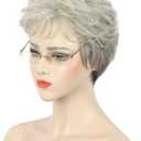 karlery Old Lady Short Curly Grey Wig with Bangs Natural Looking Daily Halloween Cosplay Party Wig