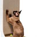 EHEYCIGA Cardboard Cat Scratcher for Indoor Cats, 26.8 Inch L Shaped Vertical Cat Scratching Board with Ball Cat Toy, Large Cat Scratcher Pad, White