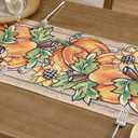 Romanstile Fall Table Runner - 13 X 48 Inch - Wood Pumpkin Leaves Thanksgiving Autumn Kitchen Dining Table Decor, Farmhouse Style Home Decoration for Dining, Party, Holiday