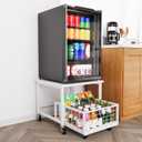 SpaceAid Mini Fridge Stand with Storage, 19.7" W x 19.7" D Heavy Duty Mobile Refrigerator Shelf Stand Table with Wheels, Fridge Cart Organizer with Drawer Basket for Home Dorm Office (White), 2 Tiers