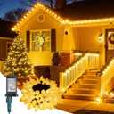 C9-Christmas-Lights-Outdoor,88FT 110LED String Lights with 8 Lighting Mode,Waterproof Connectable UL Certified Warm White C9-Led-Christmas-Light-Decorations for House Yard Patio Roof Garden Decor