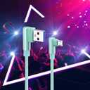 Right Angle Micro USB Cable, 3Ft 90 Degree Data Cable Charger Cord, 2.4 A, Nylon Braided USB Cable Male Data Sync and Charge Cable for Android Phone (Green)