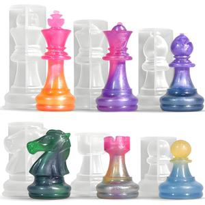 Resin Chess Mold Set, 6PCS 3D International Chess Piece Silicone Molds for Epoxy Resin Casting, Silicone Molds for DIY Crafts Chess Jewelry Making