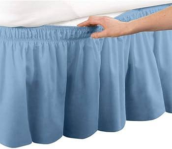 Bed Skirt, Skirt Elastic Dust Ruffle Easy Fit Wrinkle and Fade Resistant Solid Color Hotel Quality Fabric Queen