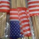 Shimeyao 200 Pack Small American Flags on Stick, 250th Anniversary Mini Handheld Flags Stick with Solid Wooden Pole Safety Spear Tip for 4th of July Patriotic Independence Veterans Day