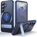 for Samsung Galaxy S25 Plus Case with MagSafe [Invisible Kickstand] [Charge While Standing] [Military Shockproof] Translucent Matte Soft Silicone Bumper for Samsung Galaxy S25+ Case Slim, Blue