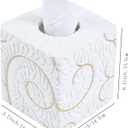 Hymmah Modern Square Tissue Box Cover Holder,Bathroom Accessories Decor Unique Design Tissue Box Cover for Bathroom Vanity Counter Tops Also Great for Bedrooms and Living Rooms