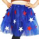 Women USA Red White and Blue Star Tutu 4th of July Tutu for Adult Independence Day Costume (L)