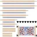 DoubleFill Cross Stitch Scroll Frame Set with Plastic Clamps Beech Hardwood Different Sizes Embroidery Frames Needlepoint Cross Stitch Holder Square Embroidery Hoop Holder for Sewing Projects