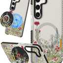 Lotadilo for Samsung Galaxy S23 Case for Women - Girls Cute Design Compatible with Magsafe Magnetic Ring Holder Stand Flowers Plants Phone Covers Aesthetic Girly TPU Funda for S23
