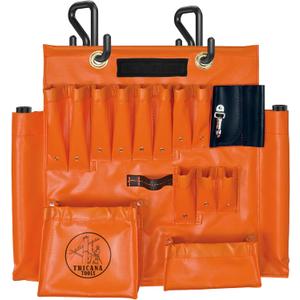 Lineman Tool Board, Aerial Apron w/ Magnet, Bucket Truck Tools Organizer with Over 16 Pockets and Aerial Bucket Hooks, Tool Organizer for Bucket Trucks and Lineman, Includes Two 2” Bucket Hooks