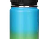 12 oz Water Bottle,Small Insulated Water Bottle, Stainless Steel Small, Leak Proof with Chug Lid, Wide Mouth BPA Free Double Wall Vacuum (Blue/Green)