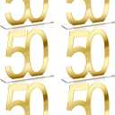 6 Pcs Mirror Gold 50th Birthday Decorations for Men and Women Acrylic Anniversary Decorations Table Numbers Centerpieces for Birthday Party