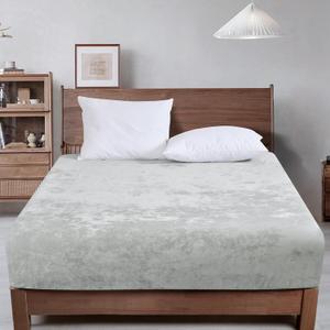PHF Truly Velvet Fitted Sheet Only Queen Size, Luxury Super Soft Cozy Comfy Fleece Bottom with 15" Deep Pocket, Suitable for Fall Winter and Spring, No Pillowcases, Sliver Grey