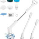 Electric Spin Scrubber 2024 - Electric Cleaning Brush with 7 Replaceable Brush Heads for Diverse Cleaning. 3 Adjustable speeds. Detachable Long Handle and IPX7 Waterproof.