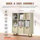 9-Cube Open Shelf Bookcase - 3-Tier Wooden Bookshelf with Legs, Oak