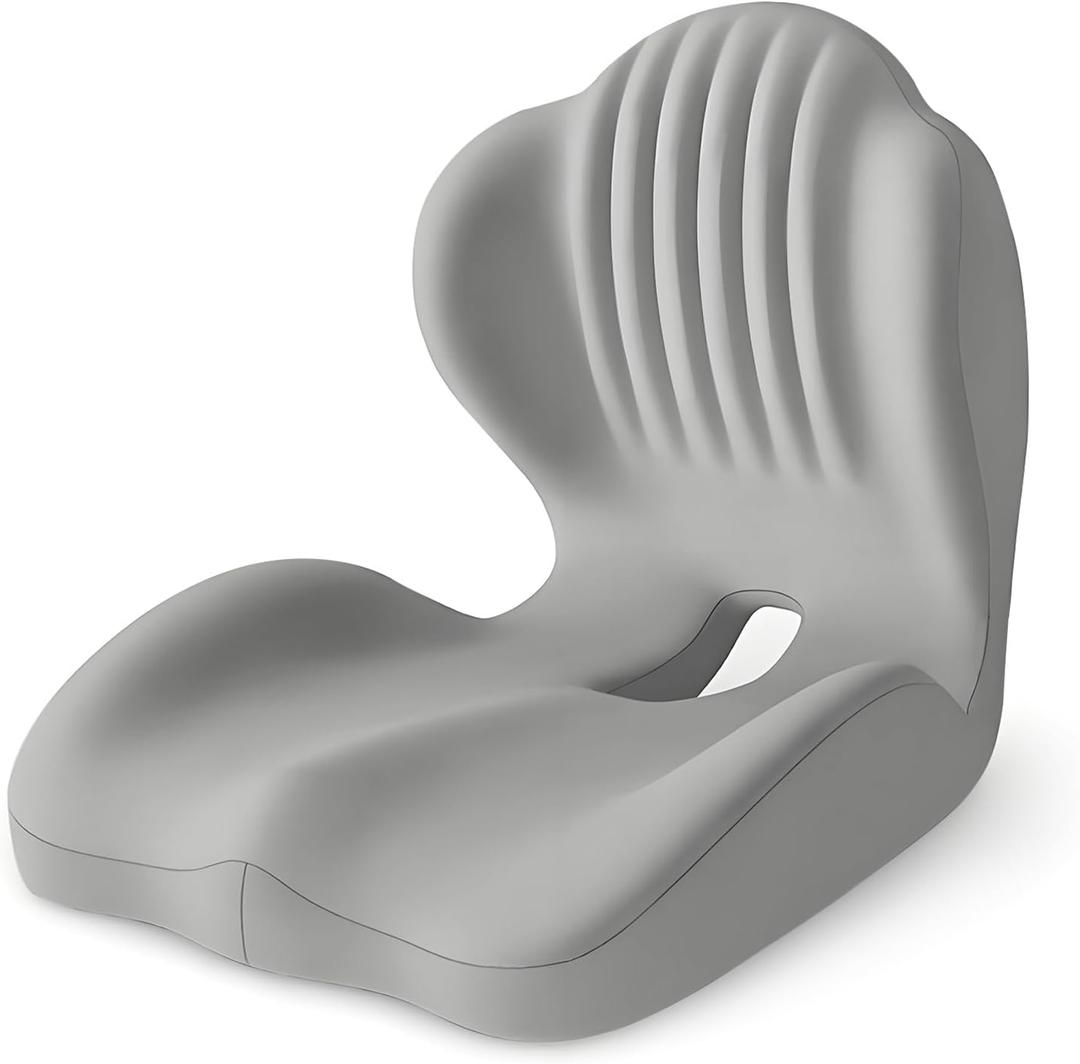 Lotarrotta Ergonomic Seat Cushion with Lumbar Support, Multi - Purpose Orthopedic Seat Pillow for Office Chair, Car, Dining Chair, Truck, Relief for Back, Hip, Leg Pain (Standard, Grey)