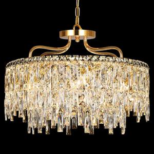 Gold Crystal Chandeliers for Dining Room Light Fixture, 24" Modern Round Chandeliers8 Lights Luxury Ceiling Pendant Ceiling Lighting for Dining Room Bedroom Entryway Foyer Staircase