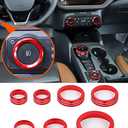 Savadicar CKT02 Billet Aluminum Control Knob Trim Sets, Headlight/4WD/HVAC Climate Control Knob Bezels, Air Conditioner/Radio Switch Cover for 2021-2025 Ford Bronco Sport, Interior Accessories, Red