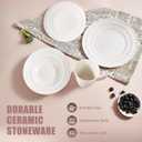 Modern Ceramic Dinnerware Set, 4-Piece, Mug, Bowl and Dinner Plates (White)