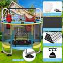 Yozoia 60" Toddler Trampoline, Indoor Trampoline for Kids with Safety Enclosure, 440LBS Support, Adjustable Gymnastics Bar & Toys for Boys Girls