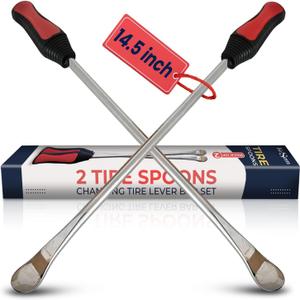 2 Pack 14.5" Tire Spoons Changing Tire Lever Tire Iron Bar Set Tire Repair Tool Kit Tire Changer Remove Tyre Heavy Duty Metal Steel for Motorcycle Bike Scooter Bicycle Mower Dirtbike 14.5 inch long