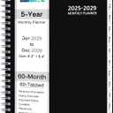 Monthly Planner 2025-2029, 5-Year Calendar Planner 2025-2029, Jan 2025  Dec 2029, 6.2 x 8.4 In, Ruled Spread, Flexible Cover, Spiral Wirebound, Pocket, 60 Coated Monthly Tabs, Notes  Habit Tracker