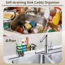 Kitchen Sink Caddy Organizer with Rag Holder,Self-Draining Sponge Holder for Countertop Soap Dispenser Organizers Storage Kitchen Decor and Accessories