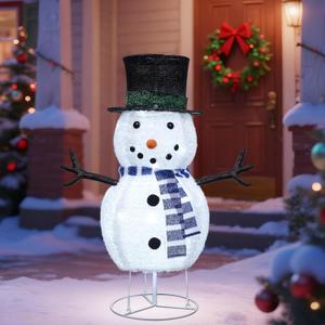 Dynaming 31.5 Inch Lighted Snowman Christmas Decorations, 45 LED Pre-Lit Light up Snowman with Top Hat, Collapsible Pop up Snowman for Outdoor Indoor Home Yard Garden Lawn Holiday Xmas Party