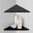 Matte Black Corner Shower Shelf 10" Triangular Stainless Steel Bathroom for Tiled Wall, 2 Pack No Drilling