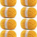 8 Pack Chunky Yarn for Hand Knitting - #10 Super Bulky Chenille Yarn, Fluffy Jumbo for Thick Hand-Knit Blankets, Scarves 25 Yds 7.94 Oz Each Skein (8, Golden)
