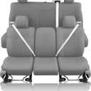 Heavy-Duty Knit Fabric Custom Front & Rear Bench Seat Covers for Ford F150 XLT Super Cab 2004 2005 2006 2007 2008, Easy to Install & Clean - Gray