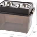 IRIS USA Dog Bowls Elevated with Storage, 15" H Raised Feeding Station, Dog Bowl Stand with Airtight Food Storage Holds 47 lbs, 2 Removable 64 oz Stainless Steel Bowls for Large Dogs, Smoke/Black