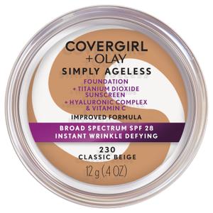 COVERGIRL & Olay Simply Ageless Instant Wrinkle-Defying Foundation, Classic Beige, 0.4 Fl Oz (Pack of 1) (0.4 Ounce (Pack of 1), 230 - Classic Beige)