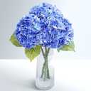 Waipfaru 21" Real Touch Dark Blue Hydrangea Artificial Flowers with Long Stem & Leaves, Full Latex Faux Hydrangea Flowers for Home Decor Party Floral Arrangements Wedding Bouquets Centerpieces, 3Pcs