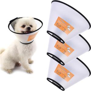 Soft Dog Cone Collar, 3 PCS (for Right Size) Flexible Plastic Cone for Dogs After Surgery, Dog Recovery Collar, Adjustable E-Collar for Large/Medium/Small Dogs Cat, Comfy Elizabethan Collar (M)