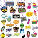 Throwback 90s Hanging Swirls - 32 Pieces - Back to the 90s Party Decorations, Supplies and Favors