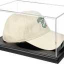 Hat Display Case,Clear One-Piece Acrylic Baseball Cap Display Showcase with Solid Wood Base & UV Protection,Include Hat Shaper for Collectors,Signed Caps and Memorabilia Display,No Assembly Required