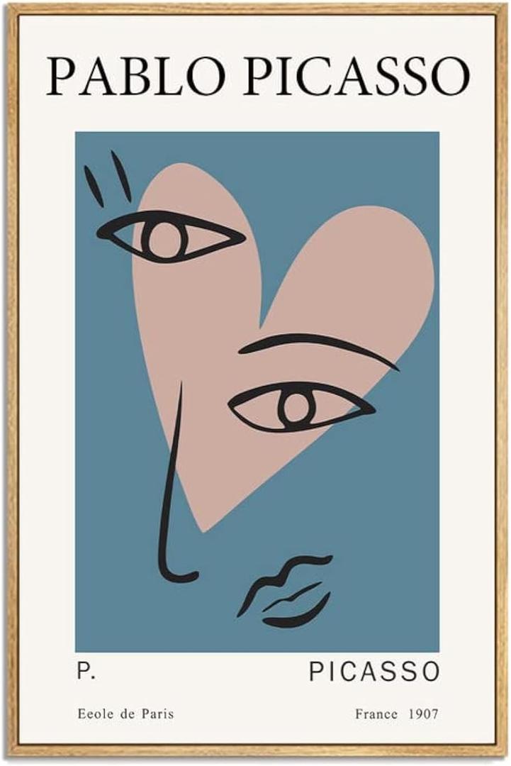 Pablo Picasso Framed Abstract Wall Art Prints Pablo Picasso Prints Modern Room Decor Abstract Art Minimalist Wall Decor Line Art 12"x16" Natural Framed