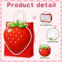 Resurhang 24 Set Strawberry Party Favors Bags with 48 Berry Card Stickers Cute Sweet Berry One Goodie Treat Gift Bags with Handles for Strawberry Birthday Baby Shower Party Decoration Supplies