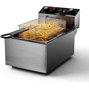 Electric Deep fryer Single Tank Deep Fryer with Basket Capacity 10L(10.5QT) Electric Countertop Fryers with 60 Minute Timer for Home Kitchen and Restaurant, 1700 Watts, 110V(10L)