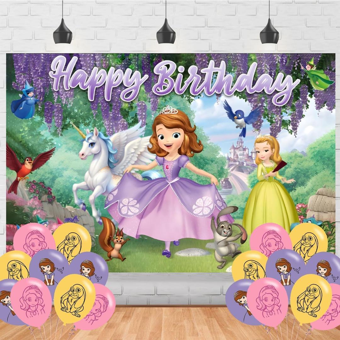 Sofia Princess Backdrop Birthday Banner for Sofia Princess Birthday Party Supplies Sofia The First Photograph Background Photo Booth 5x3ft